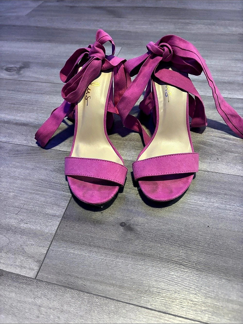 Pink Tie-Ankle Heels